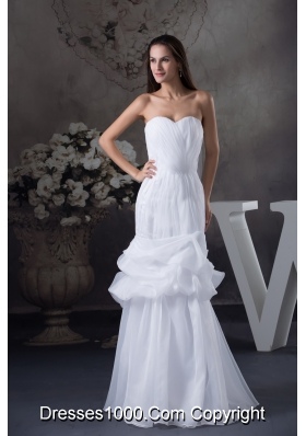 Sweetheart Mermaid Long Pick Ups Wedding Dress