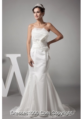 2013 Stylish Mermaid Strapless Brush Wedding Dress