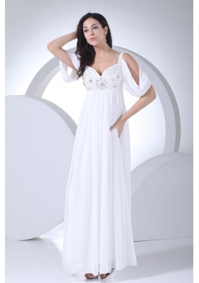 Empire Half Sleeves Straps Beading Wedding Dress