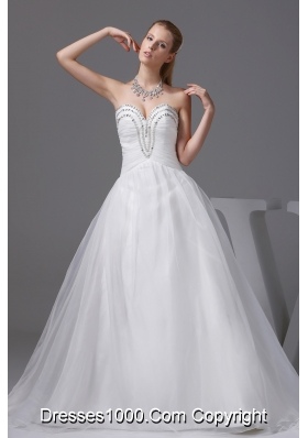Ruching Beading Sweetheart A-line Wedding Dress