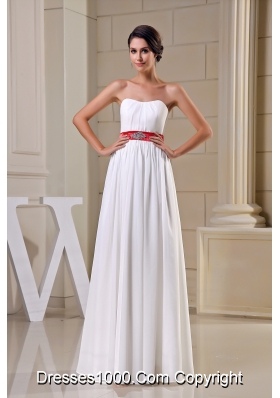 Strapless Beading Belt Chiffon Wedding Dress