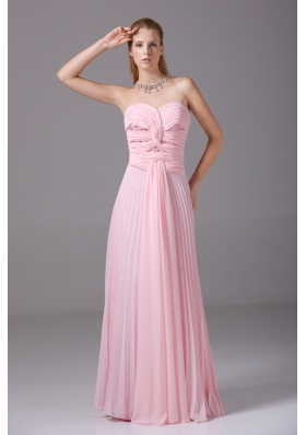 Pretty Sweetheart Pleated Ruched Pink Prom Homecoming Dress