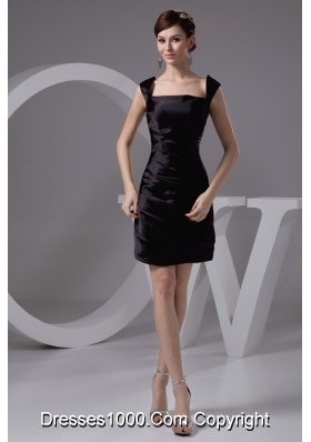 Square Ruched Mini-length Black Taffeta Prom Gown Dress 2013