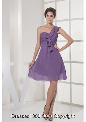 Ruching and Ruffles One Shoudler Empire Prom Gown in Purple
