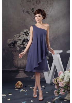 Beaded One Shoulder Navy Blue Column Mini Prom Evening Dress