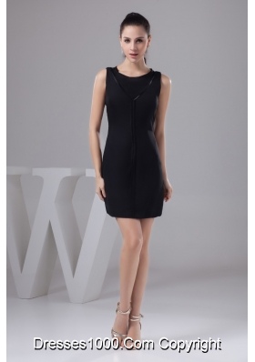 Simple Black Scoop Prom Cocktail Dresses of Mini-length