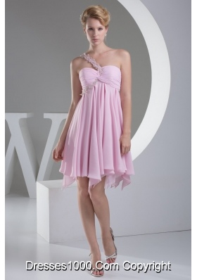 Appliqued Single Shoulder Cutout Back Prom Dresses with Ruffled Edge