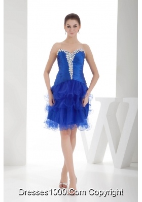 Royal Blue Sweetheart Beading Prom Dress with Ruffled Layers