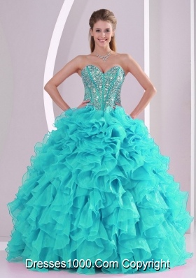 2014 Spring Puffy Sweetheart Beading Quinceanera Dress with Full Length