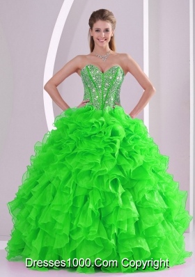 Ball Gown Ruffles and Beading 2013 winter Quinceanera Dresses with Lace up