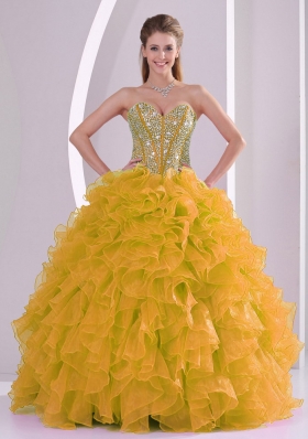 Beading and Ruffles Sweetheart Long Quinceanera Gowns for 2013 winter