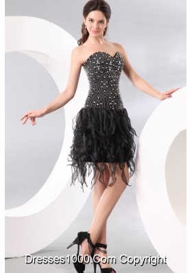 Ruffled Layers Sweetheart Beading Black Prom Evening Dress