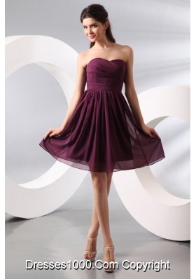 Beautiful Sweetheart Ruched Chiffon Purple Prom Party Dress