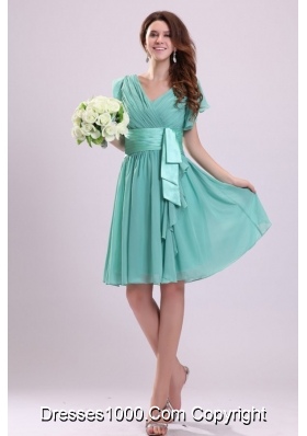 Cute A-line Cap Sleeves Knee-length Chiffon Prom Nightclub Dress