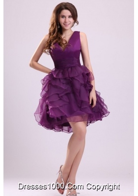Purple Princess Knee-length Tiers Prom Graduation Dress for Sale