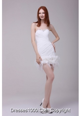 Feathers Handle Flowers and Ruching Mini-length Prom Dresses