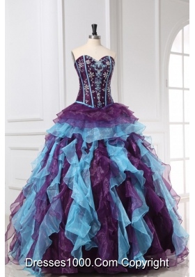 New Style Multi-color Quinceanera Dress with Ruffles And Beading
