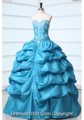 Princess Taffeta Quinceanera Dress with Appliques and Pick-ups