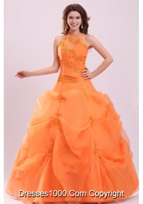 High Neck Beaded Appliques and Pick Ups Quinceanera Dresses
