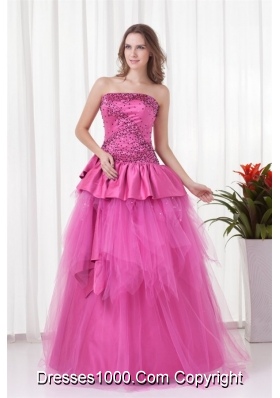 Princess Sequins and Ruffles Tulle and Taffeta Quinceanera Dress