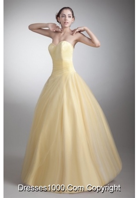 Dreamy Light Yellow Sweetheart Floor-length Quinceanera Prom Dresses
