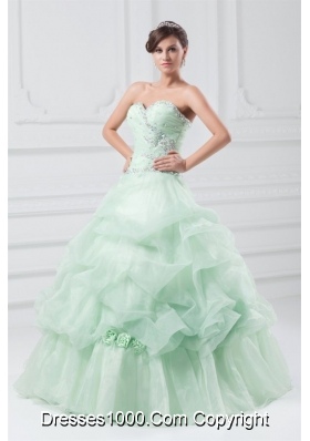 Mint Green Sweetheart Organza Ball Gown Floor-length Sweet 15 Dresses