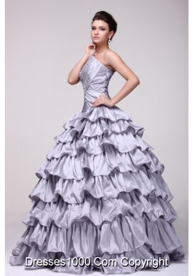 Stunning V-neck Beading and Ruffles Tiered Lavender Quinceanera Dress