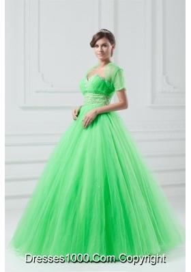 Cute Sweetheart Tulle Dresses for Sweet 16 in Spring Green