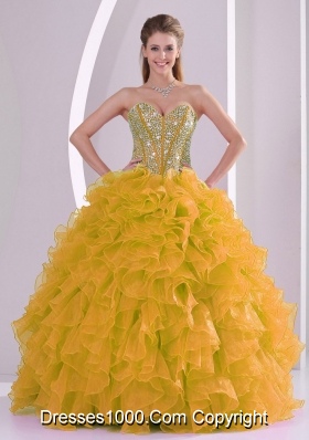 2013 winter Beading and Ruffles Sweetheart Long Quinceanera Gowns