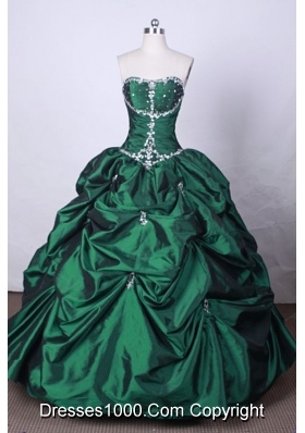 Fashionable Ball Gown Strapless FLoor-Length Green Beading Quinceanera Dresses