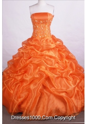 Beautiful Ball Gown Strapless Floor-length Orange Quinceanera Dresses