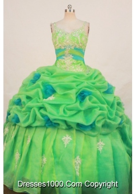 Cute Ball Gown Strap Floor-length Quinceanera Dresses Appliques with Beading