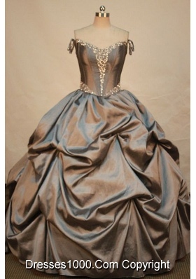 Elegant Ball gown Off the Shoulder Neckline Floor-length Taffeta Brown Quinceanera Dress