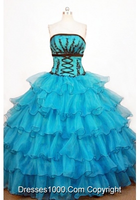 Perfect Ball Gown Strapless Floor-length Teal Organza Quinceanera Dresses