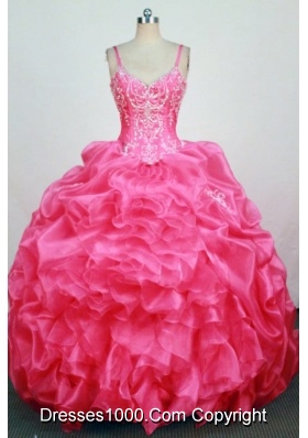 2013 Informal Straps Floor-Lengtrh Hot Pink Beading and Appliques Quinceanera Dresses