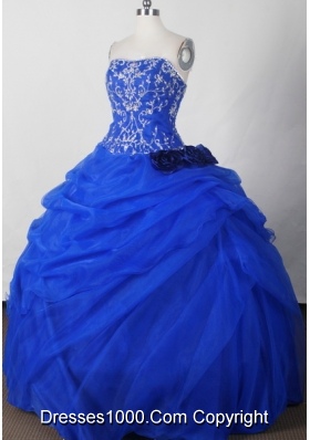 Beautiful Ball Gown Strapless Floor-length Blue Quinceanera Dress