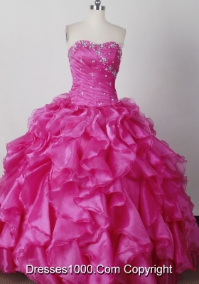 Elegant Ball Gown Strapless Floor-length Hot Pink Quinceanera Dress