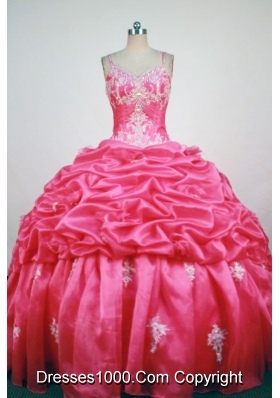 Popular Ball Gown Straps Floor-Length Red Appliques and Beading Quinceanera Dresses