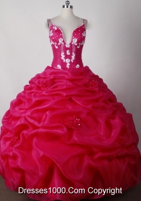 Sexy Ball Gown Straps Floor-length Hot Pink Quinceanera Dress