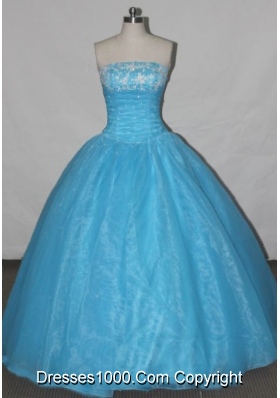 Simple A-line Strapless Floor-length Quinceanera Dresses Appliques