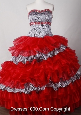 Elegant Ball Gown Strapless Floor-length Red Quinceanera Dress