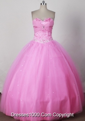 Sweet Ball Gown Strapless Floor-length Pink Quinceanera Dress