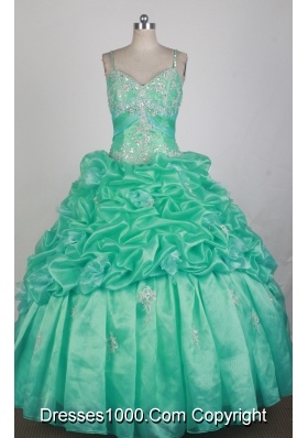 Beautful Ball Gown Straps Floor-length Teal Quinceanera Dress