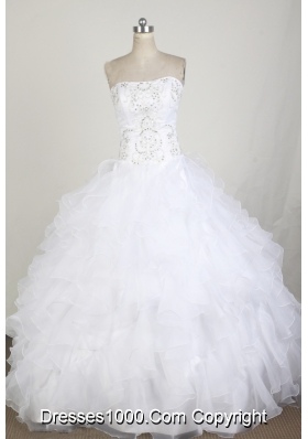 Classical Ball Gown Strapless Floor-length White Quinceanera Dress