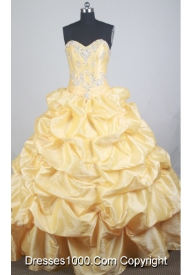 Luxurious Ball Gown Sweetheart Floor-length Yellow Quinceanera Dress