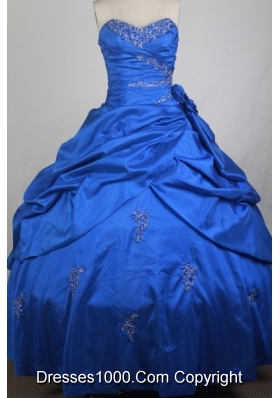 Gorgeous Ball Gown Sweetheart Neck Sweetheart Neck Floor-length Blue Quinceanera Dress