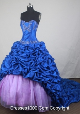 Luxurious Ball Gown Sweetheart Neck Floor-length Blue Quinceanera Dress