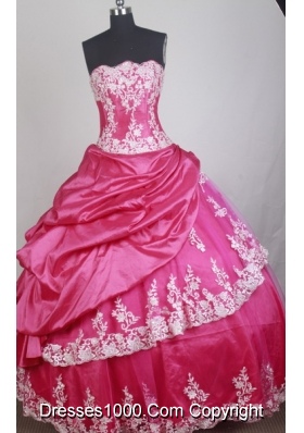 Elegant Ball Gown Strapless Floor-length Red Quinceanera Dress