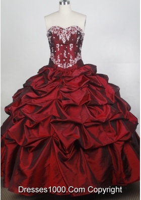 Exquisite Ball Gown Sweetheart Neck Floor-length Burgundy Quinceanera Dress