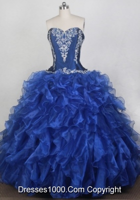 Classical Ball Gown Sweetheart Neck Floor-length Blue Quinceanera Dress